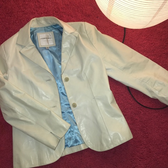 Andrew Mark Leather White Jacket - Picture 2 of 6